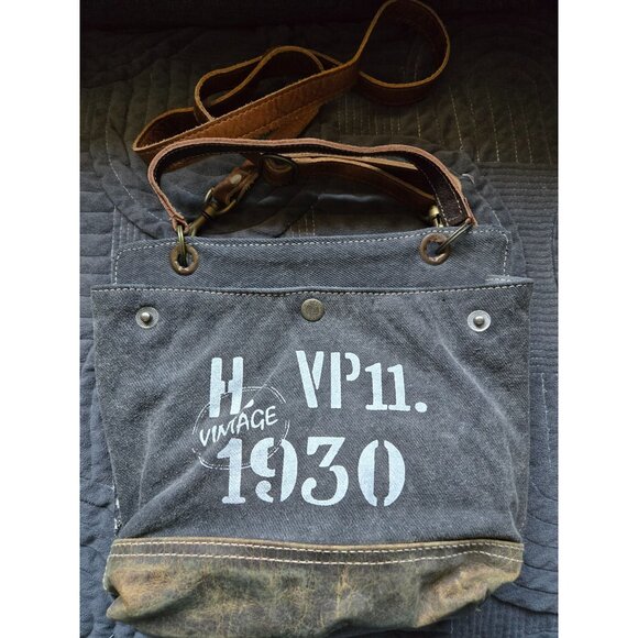 Myra Bags Upcycled Canvas Convertable Crossbody Handbag - Picture 2 of 7